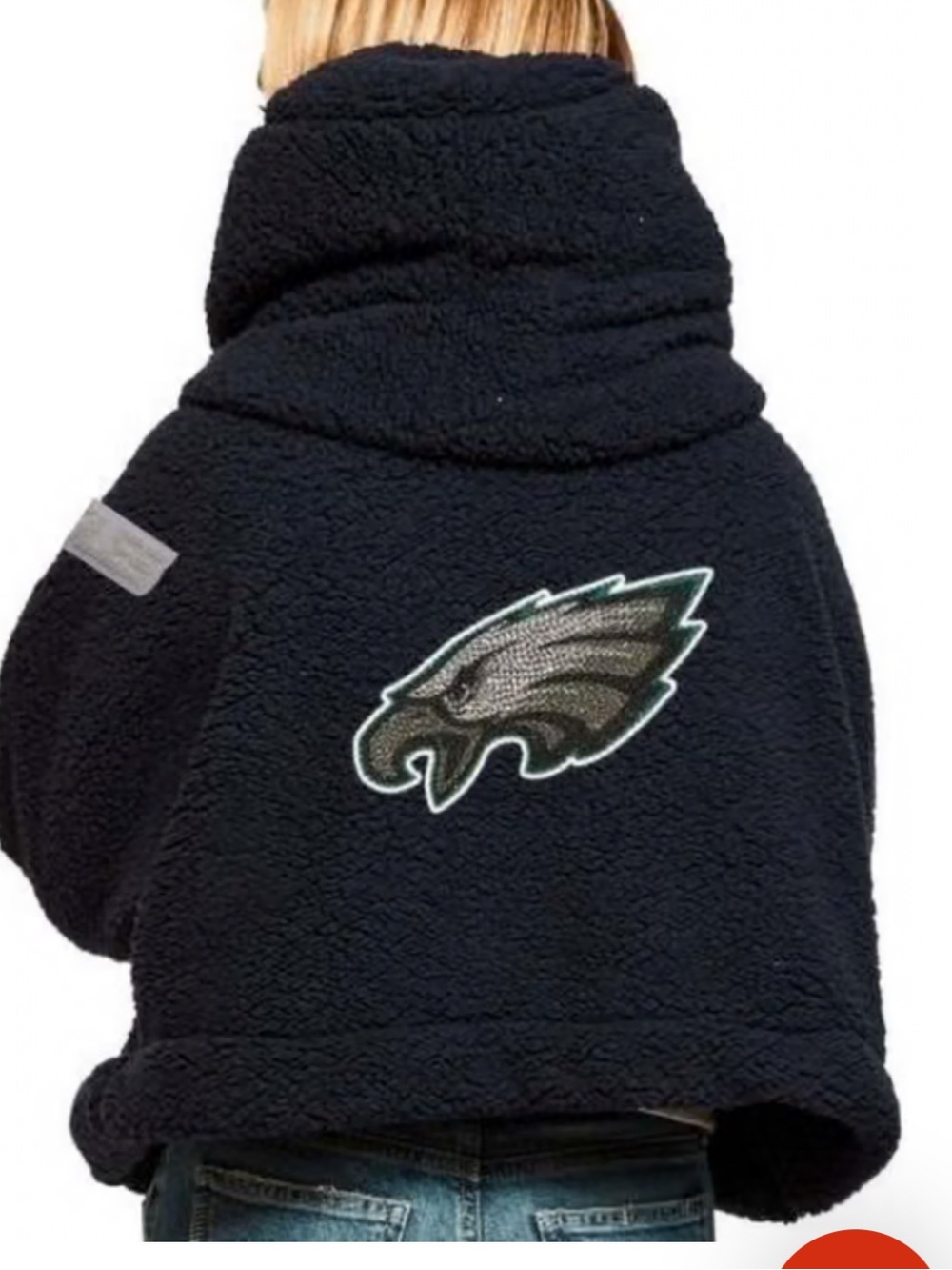 JILL MARTIN PHILADELPHIA EAGLES WOMENS BLACK BEDAZZLED Sherpa LOUNGER M/L